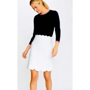 J MCLAUGHLIN Cameron A-Line Skirt Women 2 White Scalloped Hem Zip Above Knee NWT
